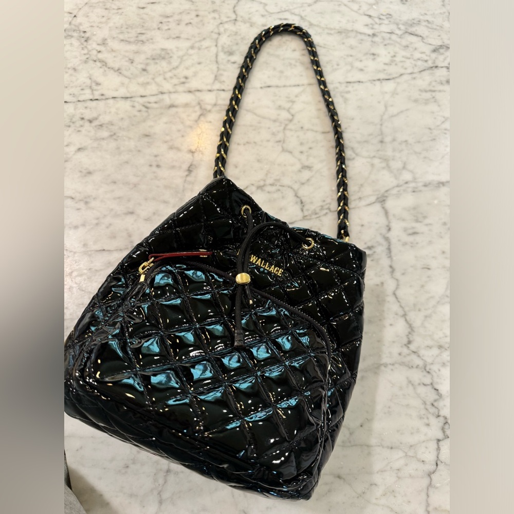 MZ Wallace patent quilted Crosby bucket bag